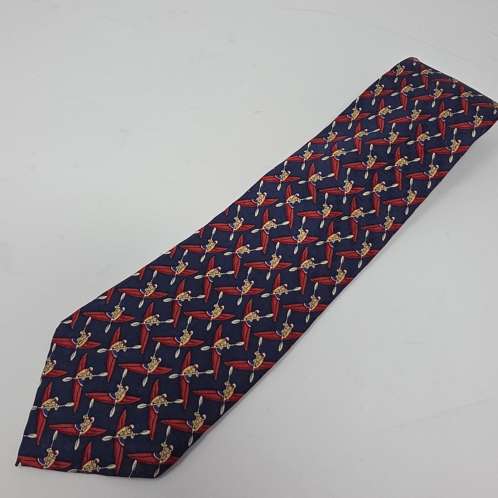 Enrico‎ Novelli Tie Mens Silk Blue Red Kayaking Boat Designer Made In Italy